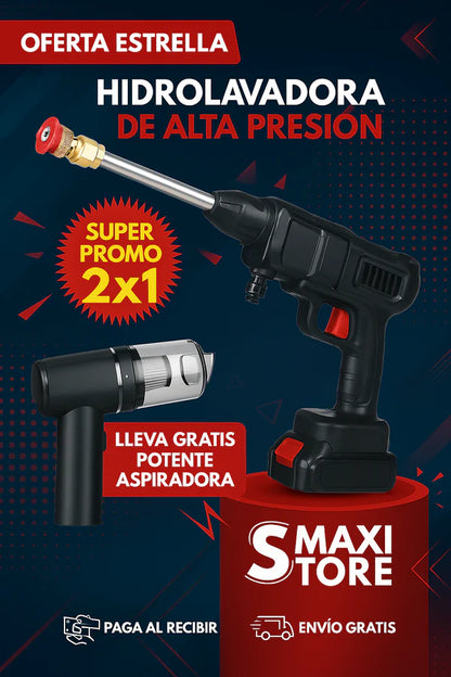 Hidrolavadora Inalambrica 48v con 2 Baterias  Estuche Gratis + Aspiradora Inalámbrica