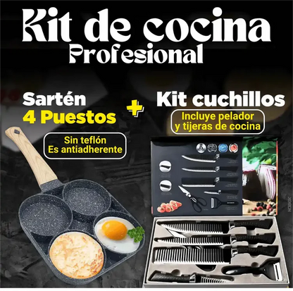 Sarten 4Puestos + Juego Cuchillos x6