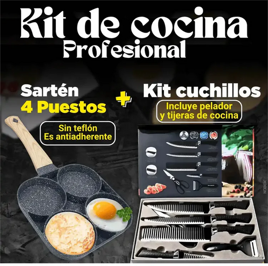 Sarten 4Puestos + Juego Cuchillos x6